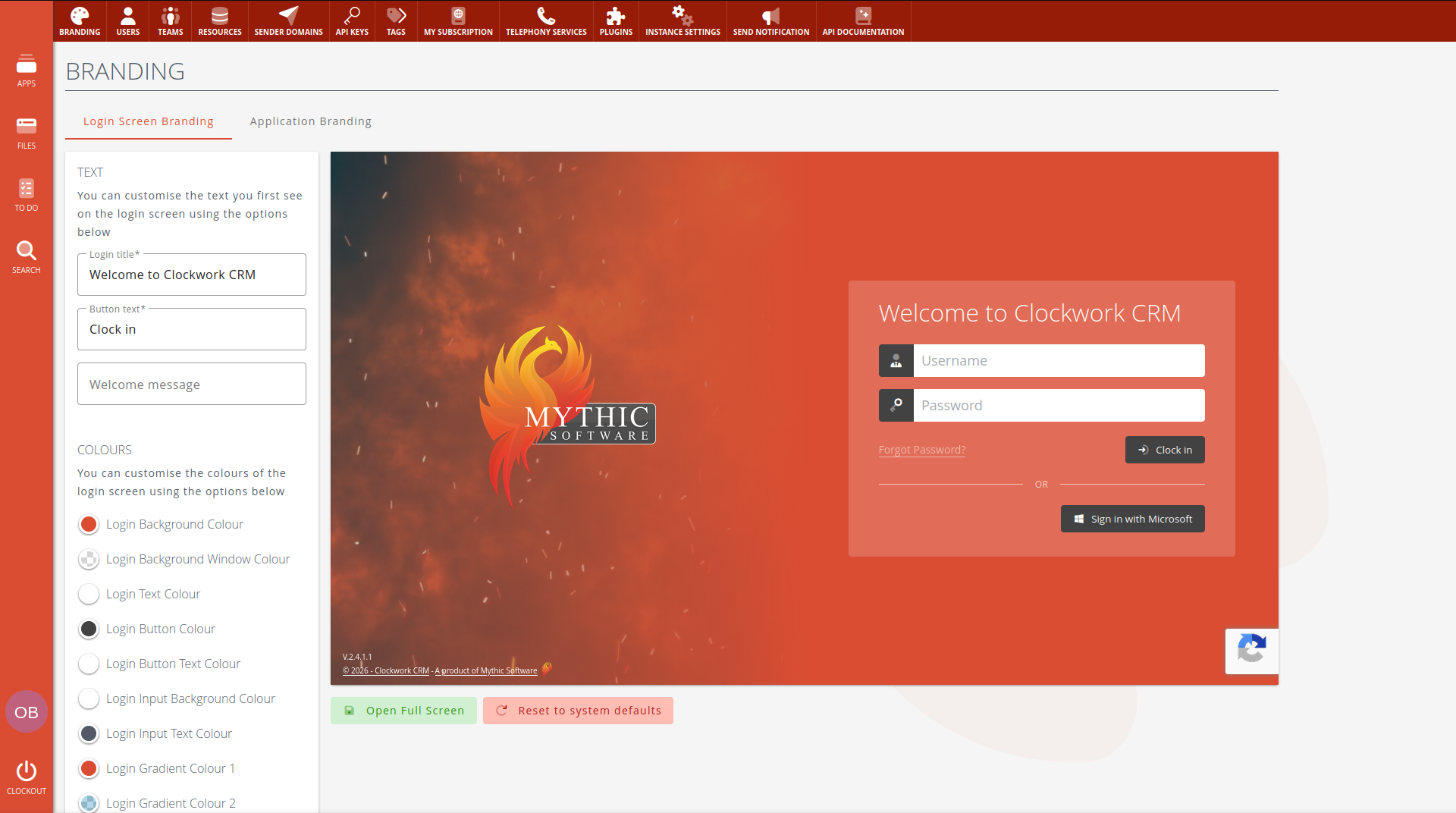 Clockwork CRM branding and customisation