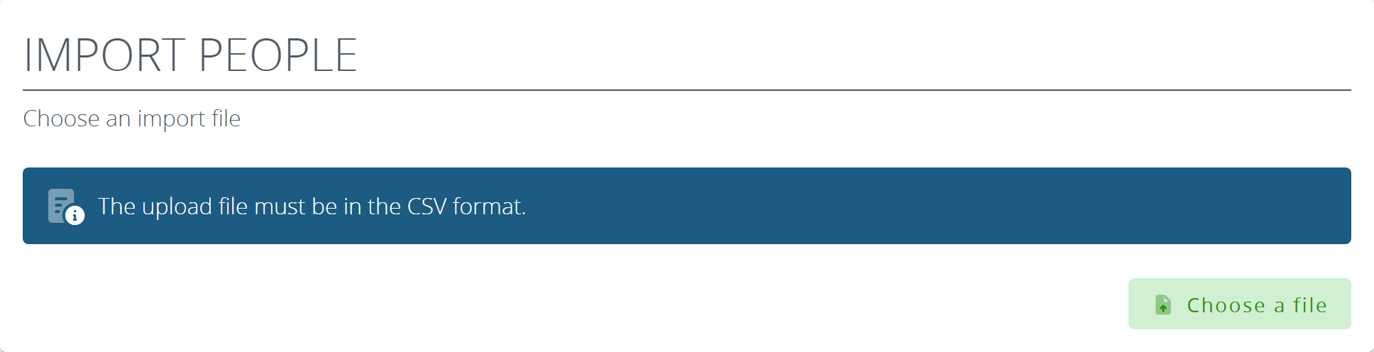 The Import People step asking you to choose a CSV file