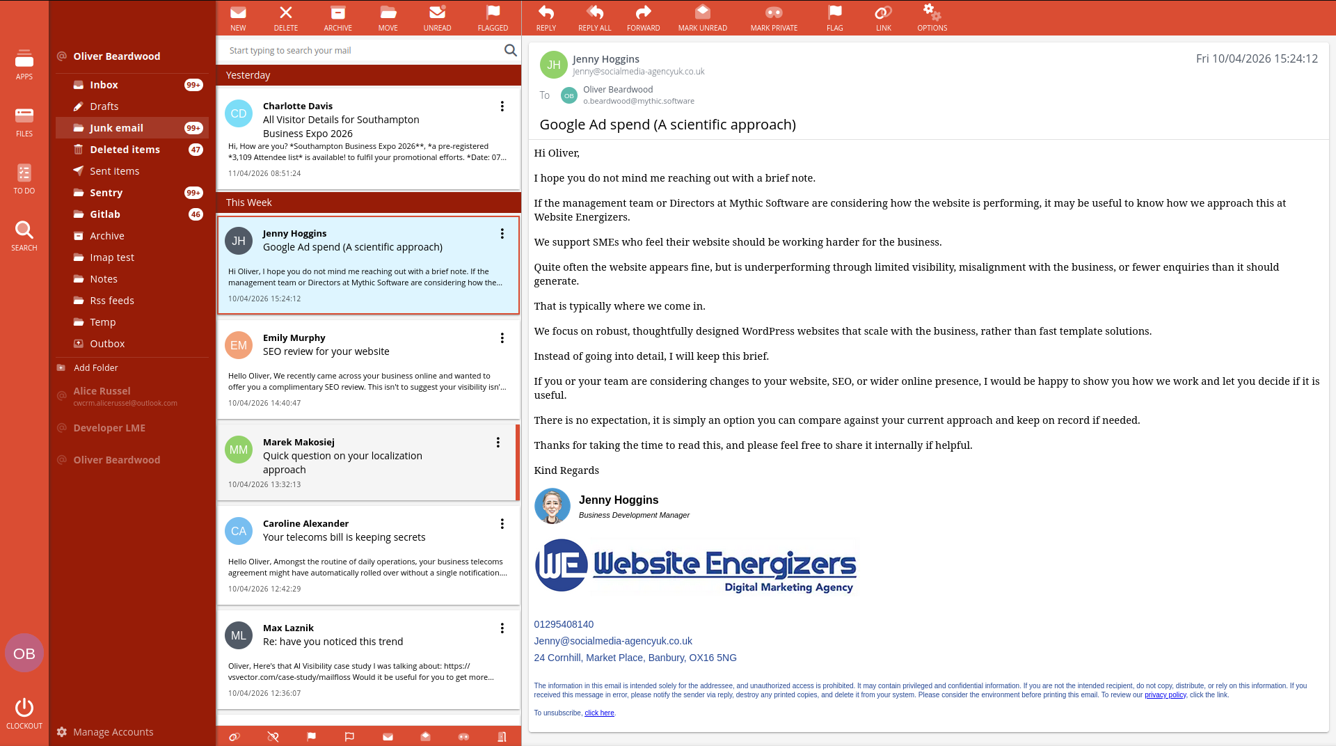 Clockwork CRM email client
