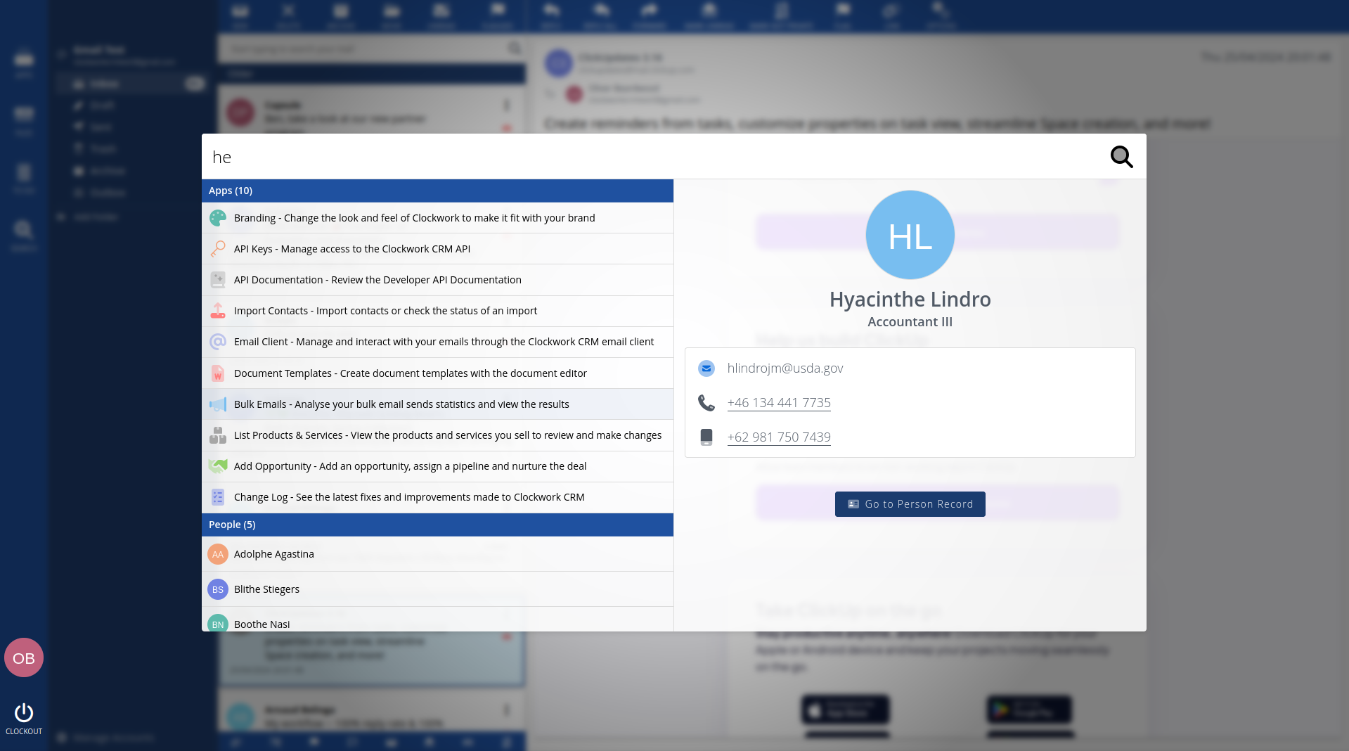 Clockwork CRM spotlight search